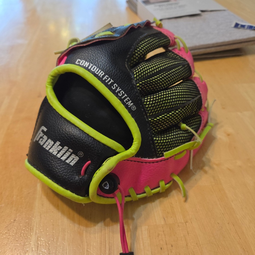 Franklin Neo-Grip 9" Youth Baseball Glove Pink Black Neon Contour Fit 22852F1